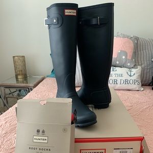 Hunter Tall Rain Boots Navy